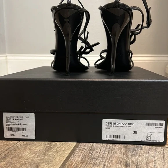 Saint Laurent Cassandra 110 Black Patent Leather Sandal size 39 - Picture 6 of 11